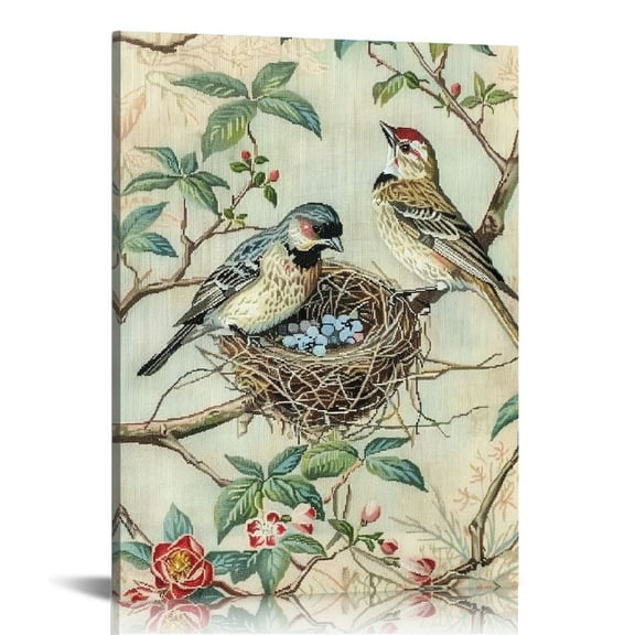 Pratyus Birds Nest Canvas Wall Art Home Decoration Print - Perfect Gift for Home Decor, Living Room, Bedroom, Office - Ideal for Wedding, Anniversary, Christmas - Enhance Room Atmosphere 12x16in