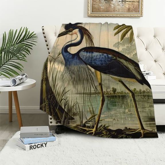 Pratyus Blue Bird Swamp Print Flannel Soft Throw Blanket for All Seasons - Cozy Couch Cover, Lightweight Bed Blanket, Perfect Gift 60x80in