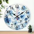 thumbnail image 1 of Pratyus Blue Flowers Theme 10-Inch Wall Clock for Living Room Decor, Kitchen, Dorm, Practical Everyday Gifts 10x10in, 1 of 8