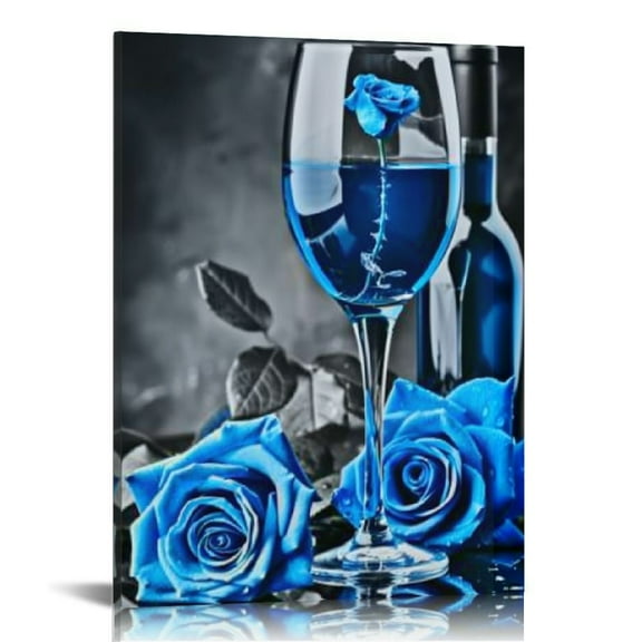 Pratyus Blue Rose Canvas Wall Art Home Decor for Living Room Bedroom Office, Perfect Gift Idea for Home Decoration 12x16in