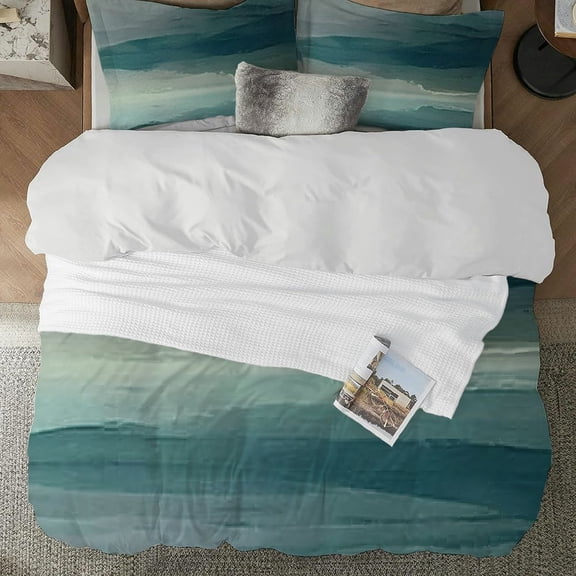 Pratyus Boat Ocean Sky 3-Piece Bedding Set (Single-Sided Print) High Quality Sleep 87x68in