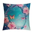 thumbnail image 1 of Pratyus Butterflies Flowers Blue Background Square Pillow Cover Case for Cushions Sofa Bed Outdoor Decoration - Short Plush 1PC 22x22in, 1 of 5