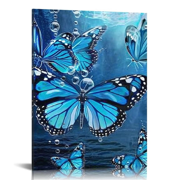 Pratyus Butterflies Water Bubbles Canvas Print Wall Art for Home Decor Living Room Office - Perfect Gift Idea 12x16in