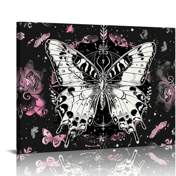 Pratyus Butterfly Pink Accents Craola Canvas Wall Art Decor for Home and Office - Ideal Gift for Various Occasions 20x16in