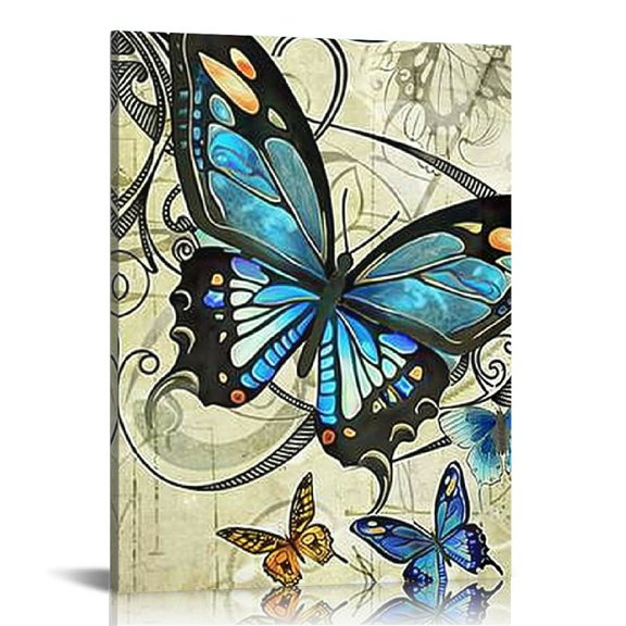Pratyus Butterfly Theme Canvas Wall Art Decor for Home Living Room Office, Ready to Hang - Perfect Gift Idea for Various Occasions 12x16in