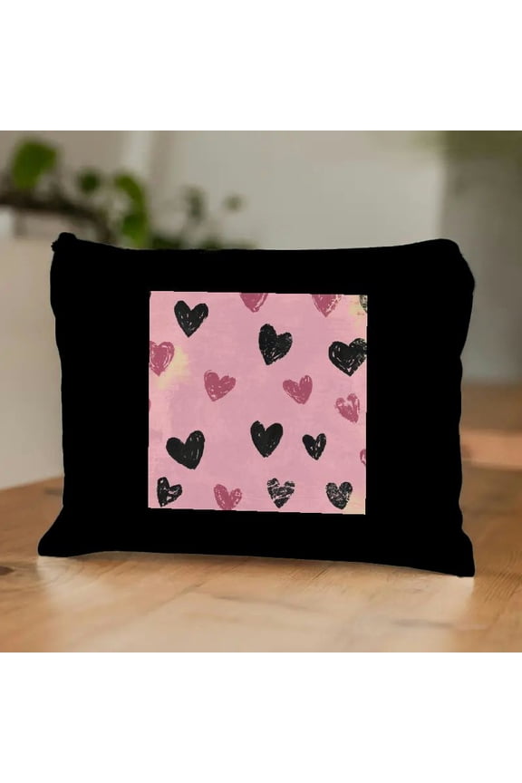 Cat Theme Tote Bag Valentine Gift Pink Love Cosmetic Bag for Women Friends Travel Essentials Ladies Accessories Trave Black