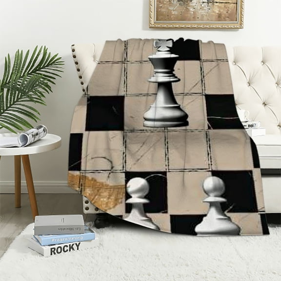 Pratyus Chess Piece Print Flannel Throw Blanket for All Seasons, Hand/Machine Washable, Exquisite Gift 40x50in