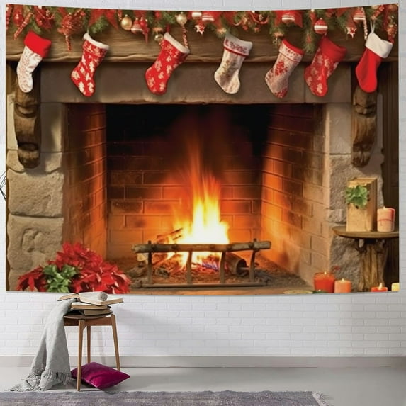 Pratyus Christmas Stockings Tapestry Wall Hanging for Bedroom Dorm Christmas Decoration Tapestry and Wall Decoration Short Plush Various Sizes 40x30inch