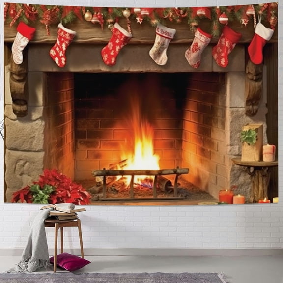 Pratyus Christmas Stockings Tapestry Wall Hanging for Bedroom Dorm Christmas Decoration Tapestry and Wall Decoration Short Plush Various Sizes 50x40inch