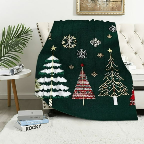 Pratyus Christmas Sweater Trees Snowflakes Soft Fuzzy Blanket Throw All Seasons Lightweight Blanket 40x50in