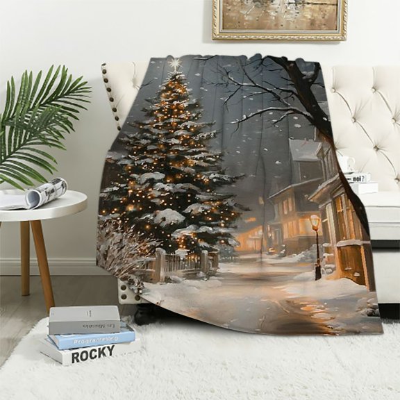 Pratyus Christmas Tree Throw Blanket for All Seasons | Excellent Hand Feel Blanket for Couch, Outdoor Use | Unisex Gift 40x50in
