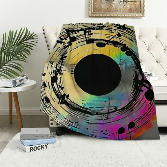 Pratyus Circle Musical Notes Black Hole Throw Blanket for Couch Sofa Bed Home Decor All Seasons Lightweight Soft Blanket 40x50in