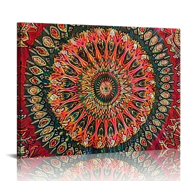 Pratyus Circular Design Canvas Wall Decor For Bedroom Kitchen Fashion Art - Ready To Hang, Home Office Wall Pictures, Size: Large 16x12in