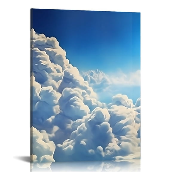 Pratyus Clouds Plane Blue Sky Modern Canvas Wall Art Home Decor Prints - Perfect Gift for Home, Office, Living Room, Bedroom, and More 16x20in