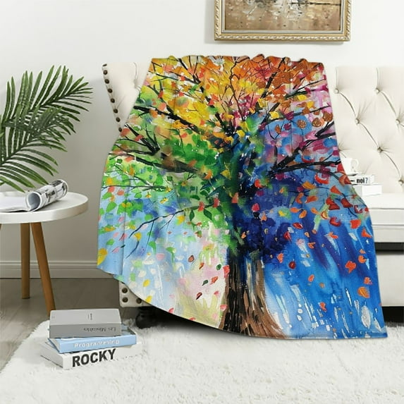 Pratyus Colorful Leaves Throw Blanket for Couch Sofa Bed All Seasons Home Decorative Blanket 50x60in