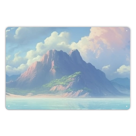 Pratyus Country Farm Kitchen Wall Home Decor Art Signs - Mountain Ocean Clouds Theme - 12 X 8 Inches 12x8in