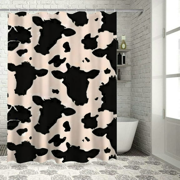 Pratyus Cow Print Printed Shower Curtain 100% Polyester Fiber Chic Modern Bathroom Decor with Hooks 60x72