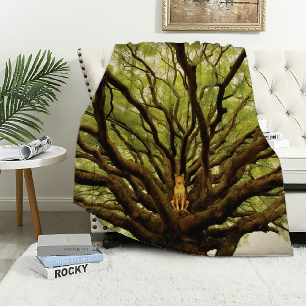 Pratyus Cute Cat Print Throw Blanket for Kids and Adults, Soft Flannel