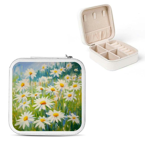 Pratyus Daisies Jewelry Box Organizer for Necklace, Ring, Earring - Friendship Day Gifts White