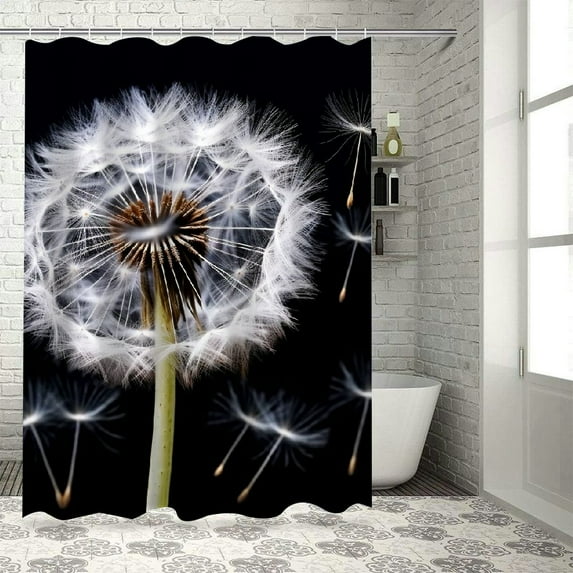 Pratyus Dandelion Seeds Blowing Printed Shower Curtain Decor with Hooks, 100% Polyester Fabric, Bathroom Home Bathtubs Decoration, Various Sizes 36x72