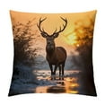 thumbnail image 1 of Pratyus Deer Water Sunset Modern Farmhouse Rustic Decorative Couch Pillow Cases with Zipper Home Decor Square Summer High-Quality 1PC 24x24in, 1 of 5