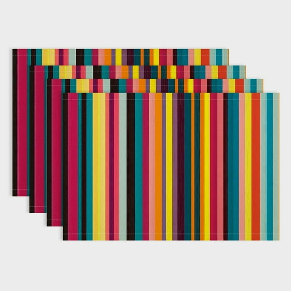 Pratyus Diagonal Stripes Dining Table Placemats Linen Cloth Set of 4 for Birthday, Christmas, Restaurants, Buffets & Home Decor 18x12in