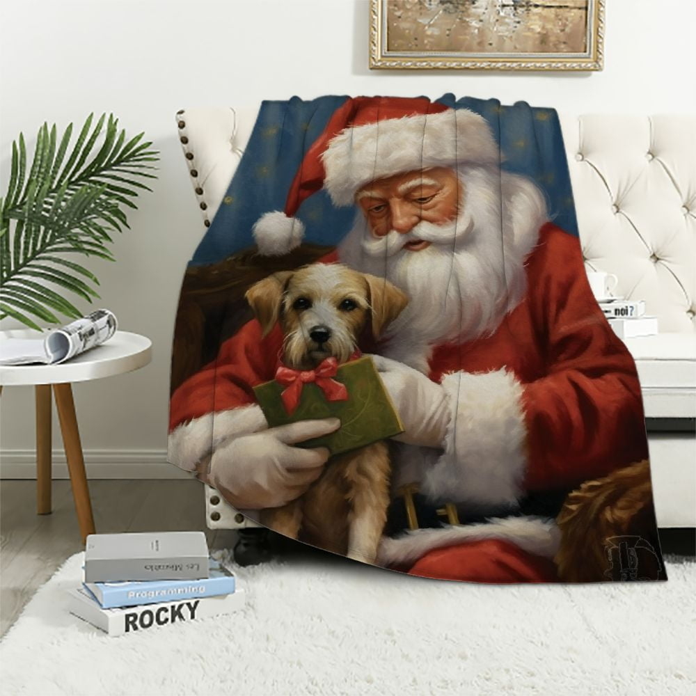 Pratyus Dog Flannel Throw Blanket for Couch Sofa Bed, All Seasons Comfort, Christmas Home Decor Theme 60x80in