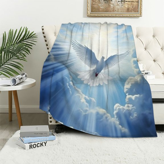Pratyus Dove Clouds Angelic Print Throw Blanket Super Soft Blanket for Bed, Couch, Car - Gifts for All Seasons 50x60in