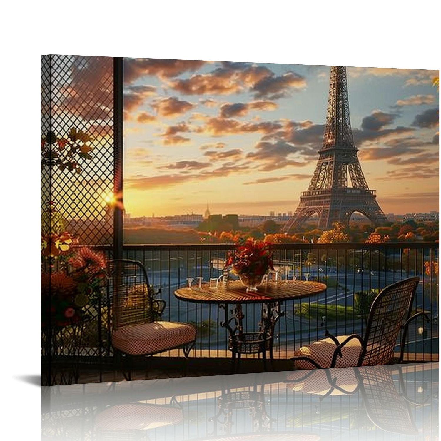 Pratyus Eiffel Tower Sunset Paris Canvas Print Art Decor for Home