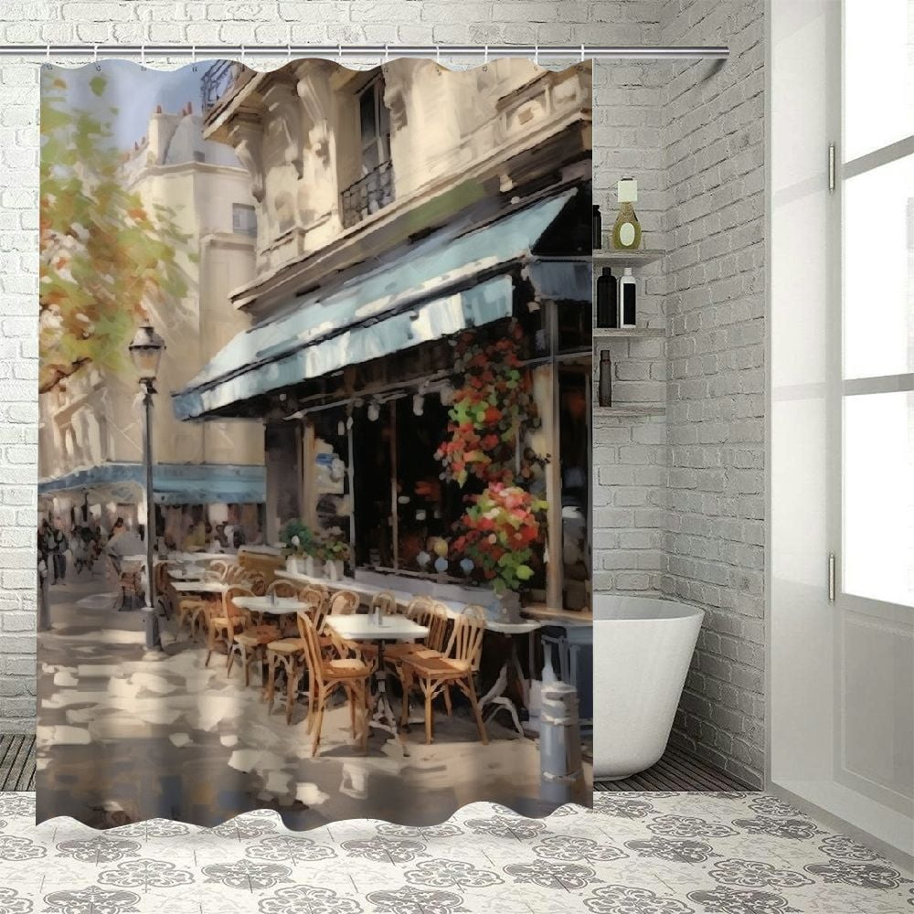 Pratyus European City Street Corner Pretty Shower Curtain Bathroom