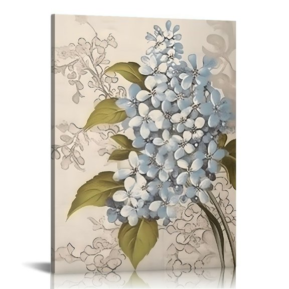 Pratyus Fall Decor Blue Flowers Canvas Print Home Decoration Ready to Hang - Ideal for Home, Living Room, Office - Perfect Gift for Wedding, Christmas, Birthday - Enhance Room Atmosphere 12x16in