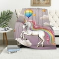 thumbnail image 1 of Pratyus Fall Decor Unicorn Pink Balloon Rainbow Print Blanket Lightweight Soft Blanket for All Seasons Gifts 40x50in, 1 of 6
