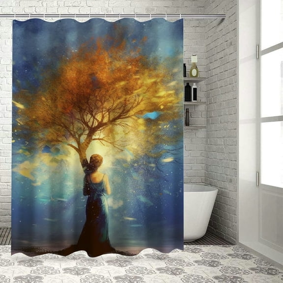 Pratyus Fantasy Artwork Printed Shower Curtain, Easy Care Polyester Fiber Bathroom Set with Hooks for Bathroom Decoration 36x72