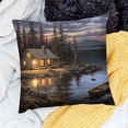 thumbnail image 1 of Pratyus Farmhouse Decor Cabin, Lake, Campfire Theme Pillow Covers for Home Sofa Couch, Set of 1, 100% Linen 24x24in, 1 of 5