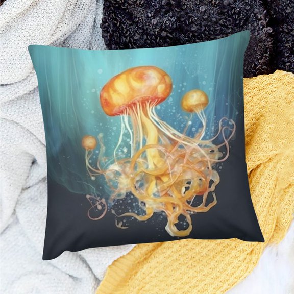 Pratyus Farmhouse Decor Jellyfish Bubbles Abstract Pillow Cushion Case for Home Sofa Couch Set of 1 18x18in