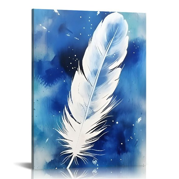 Pratyus Feather Theme Canvas Wall Art Home Decoration Prints Ready to Hang - Ideal for Living Room, Bedroom, Office - Perfect Gift for Various Occasions - Enhance Room Atmosphere 12x16in