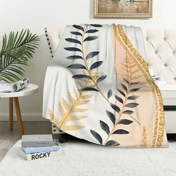 Pratyus Fern Leaf Throw Blanket for Couch Sofa Bed Office Decor All Seasons Lightweight Anti-Wrinkle Cozy Blanket Gifts 60x80in