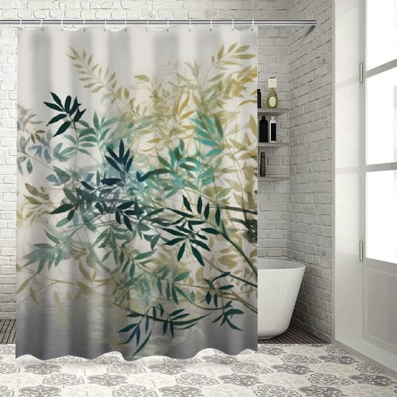 Pratyus Fine Foliage Lace Printed Shower Curtain Set with Hooks, Chic Modern Design, Made of 100% Polyester Fiber, Easy Care, Multiple Sizes Available 36x72