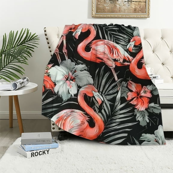 Pratyus Flamingos, Flowers, Birds Throw Blanket for Couch Sofa Bed Home Decor All Seasons - Soft Plush Blanket 40x50in