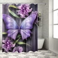 thumbnail image 1 of Pratyus Flower Butterfly Printed Shower Curtain, Easy Care 100% Polyester Fiber Bathroom Curtain Decoration with Hooks 60x72, 1 of 7