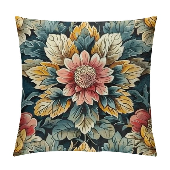 Pratyus Flower Pattern Wallpaper Modern Rustic Decorative Couch Pillow Cases with Zipper Home Decor High-Quality Printed on Both Sides 1PC 18x18in