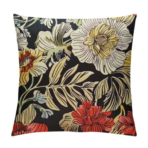 Pratyus Flower Wallpaper Pattern Modern Rustic Decorative Couch Pillow Cases with Zipper Home Decor Printed on Both Sides 1PC 18x18in