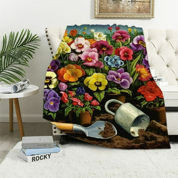Pratyus Flowers Garden Print Blanket Lightweight Soft Blanket for All Seasons Exquisite Gifts 40x50in