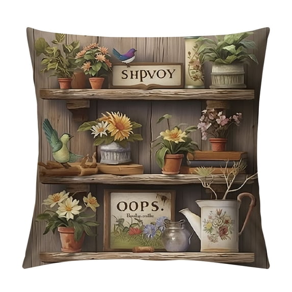 Pratyus Flowers Gardening Items Folk Art Modern Farmhouse Rustic Decorative Couch Pillow Cases with Zipper Home Decor for Home Decor All Year Round Pillow Case 1PC 12x12in