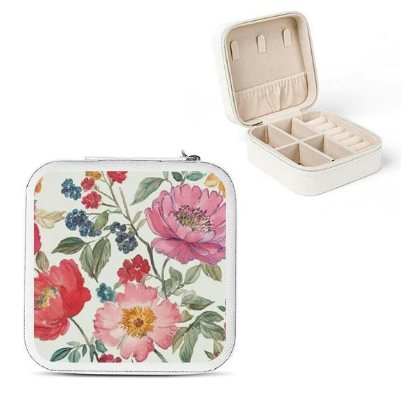 Pratyus Flowers Jewelry Box Small Organizer for Women Necklace Ring Earring Storage Case Travel Gift White