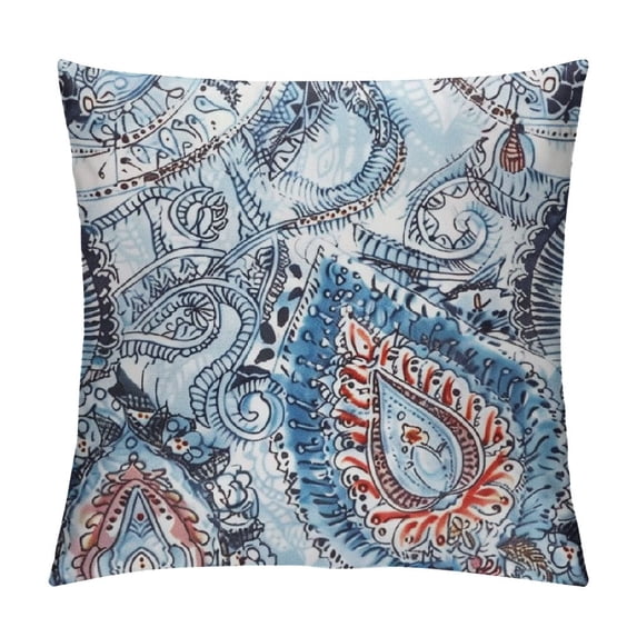Pratyus Flowers Leaves Paisley Print Pillow Cover for Couch Square Year-Round Use Throw Pillow Cover 1PC 24x24in