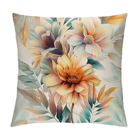 Pratyus Flowers Leaves Square Pillow Cover Case for Cushions Sofa Bed Outdoor Decoration High-Quality Pillowcase 1PC 24x24in