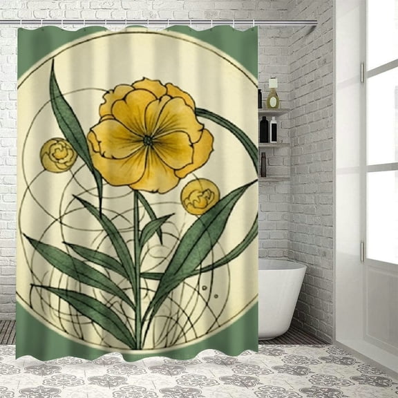 Pratyus Flowers Modern Waterproof Shower Curtain with Hooks for Country Cottage & Farmhouse Bathroom Decor 100% Polyester Home Bathroom Curtain Decoration Chic Modern Style 36x72