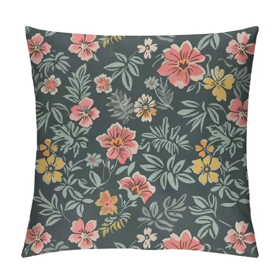 Pratyus Flowers Pattern Print Pillow Cover for Couch Square High-Quality 1PC 24x24in