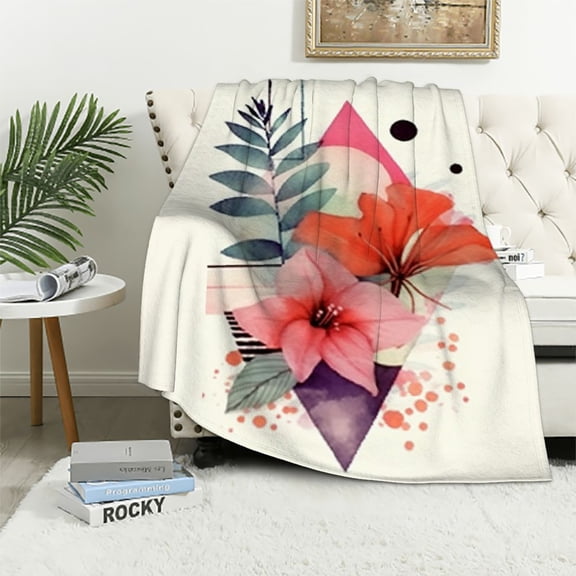 Pratyus Flowers Print Throw Blanket Flannel Hand/Machine Wash for All Seasons Super Soft Blanket 40x50in